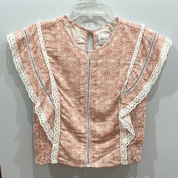 MISA Los Angeles Floral Ruffled Lace Blouse NWOT - Picture 2 of 7